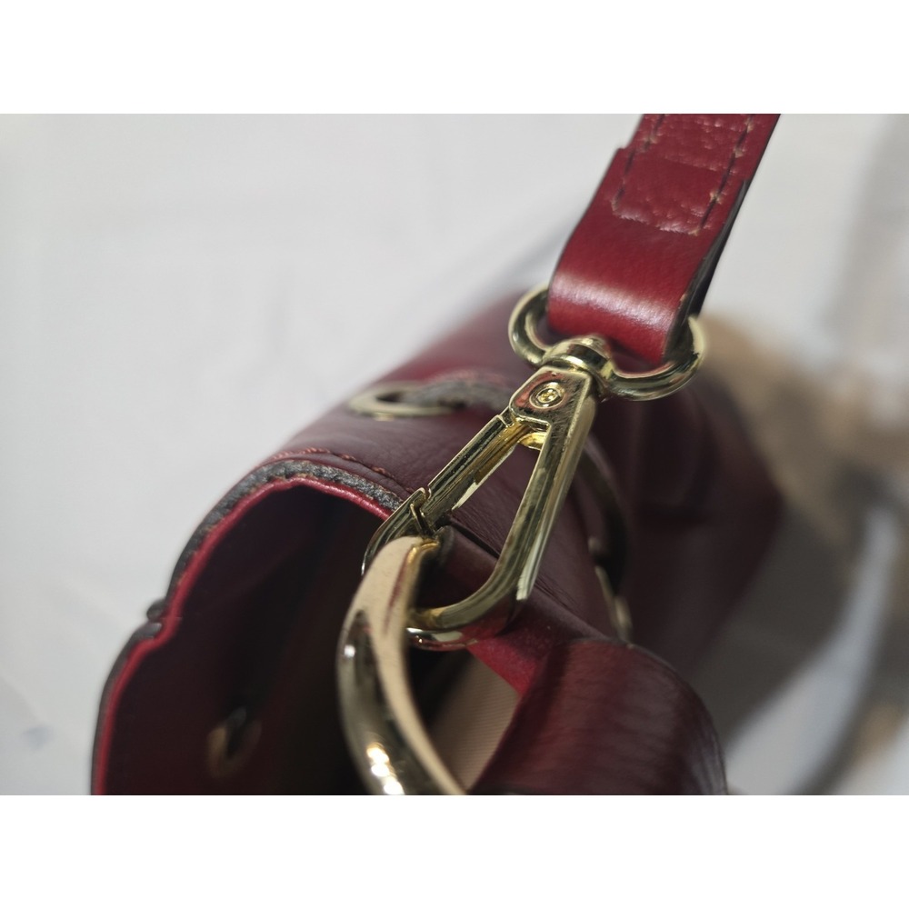 Divina Firenze Giada Red Leather Handbag Purse Medium Zip Pockets‎ Adj Straps - Picture 10 of 12